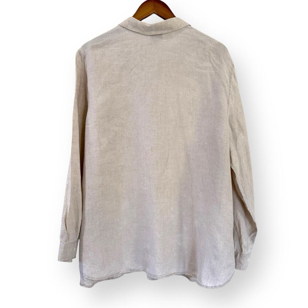 J Jill Linen Button Down Long Sleeve Shirt Womens XL Casual Beige Natural READ - Picture 5 of 8